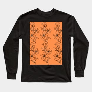 line detail orange flowers Long Sleeve T-Shirt